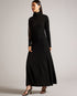 LEONHAA-Dresses-Add a swish to your step with LEONHAA. Crafted from a luxurious wool blend, this maxi dress wraps you in comfort and style simultaneously. With a flirty devoré bodice and flowing skirt, this wardrobe must-have turns heads for all the right reasons. Don't mind if we do. Maxi dress Fluted skirt Mock neck Wool and cashmere blend Long blouson sleeves Devoré striped bodice Hyunser is 5'10.5" / 1.79m and wears Black in a Ted size 1 Flattering fitFluted skirts complement a wide range of body types